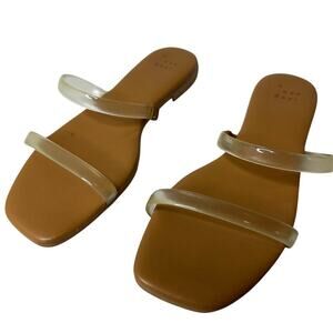 Vacation Size 6 Winnie Clear Nude Skinny Strap Flat Slide Sandals Summer Casual